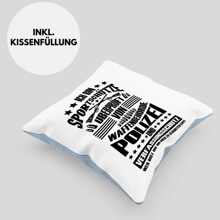 Lustige Schießen-Kissen mit Füllung 40x40 für Sportschützen Geschenk Ich Bin Sportschütze (Grau) Blau Trendation