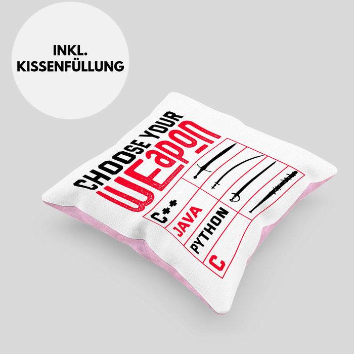 Prorgammierer Kissen mit Füllung 40x40 Geschenk Programmiersprachen Nerd Geschenkdiee Informatiker Spruch (Grau) Rosa Trendation