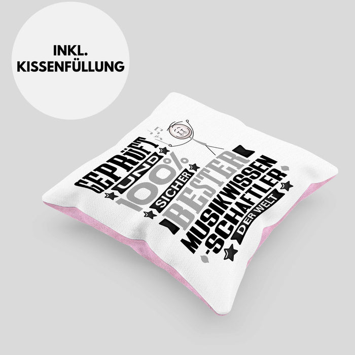 Musikwissenschaftler Geschenk Lustiger Spruch für Musikwissenschaftler Geschenkidee Bester Musikwissenschaftler Der WeltKissen mit Füllung 40x40 (Grau) Rosa Trendation