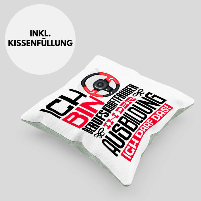 Berufskraftfahrer Ausbildung Kissen mit Füllung 40x40 Geschenk Ich Bin Berufskraftfahrer In Der Ausbildung Ich Darf Das Geschenkidee Spruch (Grau) Grün Trendation