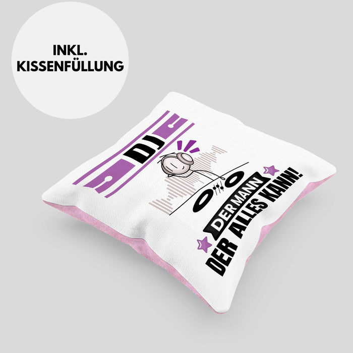 DJ Kissen mit Füllung 40x40 Geschenk für DJ Der Mann Der Alles Kann Geschenkidee zum Geburtstag (Grau) Rosa Trendation