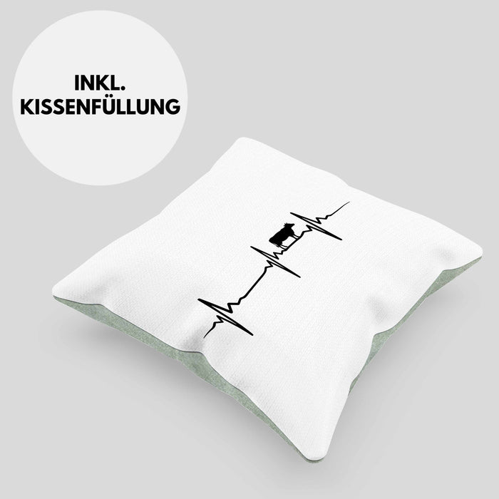 Kuh Herzschlag Bauer Rind Bauernhof Landwirt Geschenk Kissen mit Füllung 40x40 (Grau) Grün Trendation