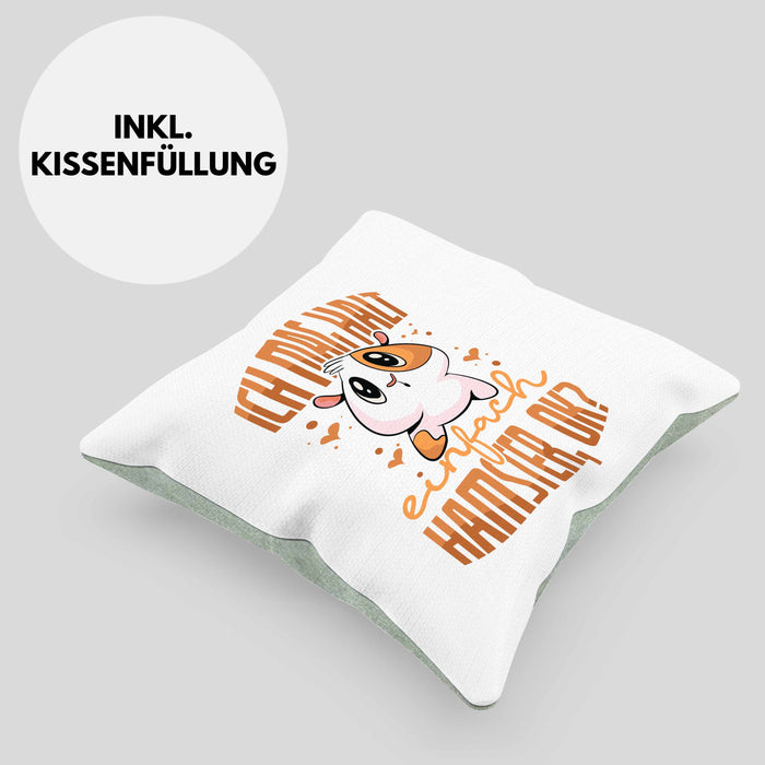 Trendation Lustige Kissen mit Füllung 40x40 für Hamster Besitzer als Geschenkidee Hamster Fan Ich Mag Halt Einfach Hamster (Grau) Grün Trendation