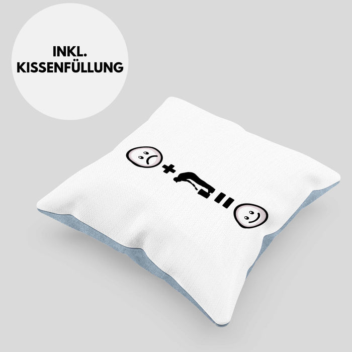 Maler Kissen mit Füllung 40x40 Geschenk für Malermeister Geburtstag Lustige Geschenkidee :( + Malen = :) (Grau) Blau Trendation