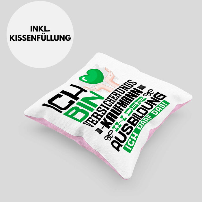 Versicherungskaufmann Ausbildung Kissen mit Füllung 40x40 Geschenk Ich Bin Versicherungskaufmann In Der Ausbildung Ich Darf Das Geschenkidee Spruch (Grau) Rosa Trendation