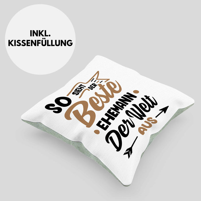 Ehemann Geschenk Kissen mit Füllung 40x40 So Sieht Der Beste Ehemann Der Welt Aus Jahrestag Geschenkidee Gag Joke (Grau) Grün Trendation