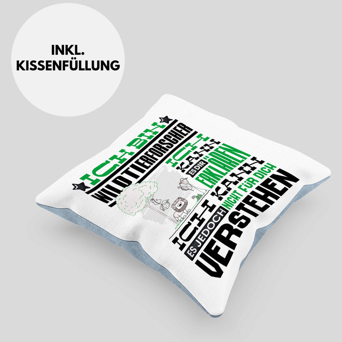 Wildtierforscher Geschenk Kaffee-Kissen mit Füllung 40x40 Geschenkidee für Wildtierforscher Ich Bin Wildtierforscher Ich Kann Es Dir Erklären Jedoch Nicht Für Dich Verstehen Spruch Lustig (Grau) Blau Trendation