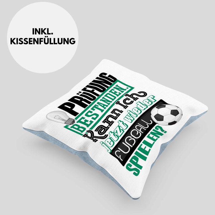 Bachelor Master Prüfung Bestanden Geschenk Kissen mit Füllung 40x40 Studium Prüfung Bestanden Kann Ich Jetzt Wieder Fußball Spielen Fußballer Geschenkidee (Grau) Blau Trendation