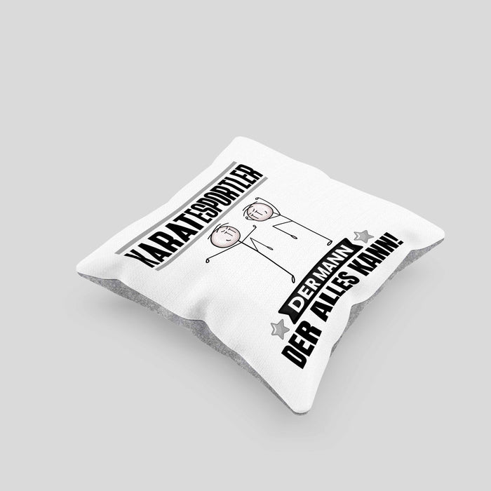 Karatesportler Kissen mit Füllung 40x40 Geschenk für Karatesportler Der Mann Der Alles Kann Geschenkidee zum Geburtstag (Grau) Grau Trendation
