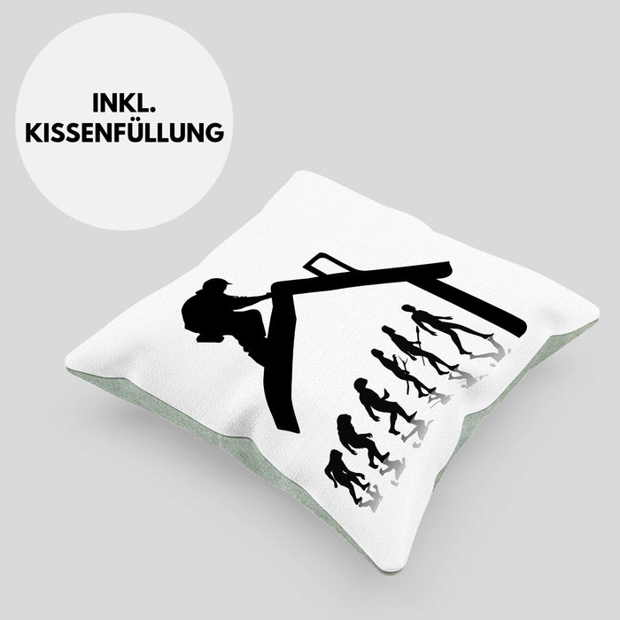 Dachdecker Geschenk Kissen mit Füllung 40x40 Evolution Geschenkidee Spruch (Grau) Grün Trendation