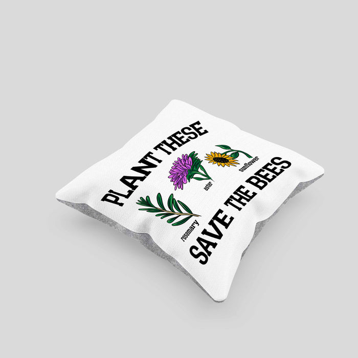 Lustige Kissen mit Füllung 40x40 für Bienenliebhaber Plant These Save The Bees Geschenk (Grau) Grau Trendation