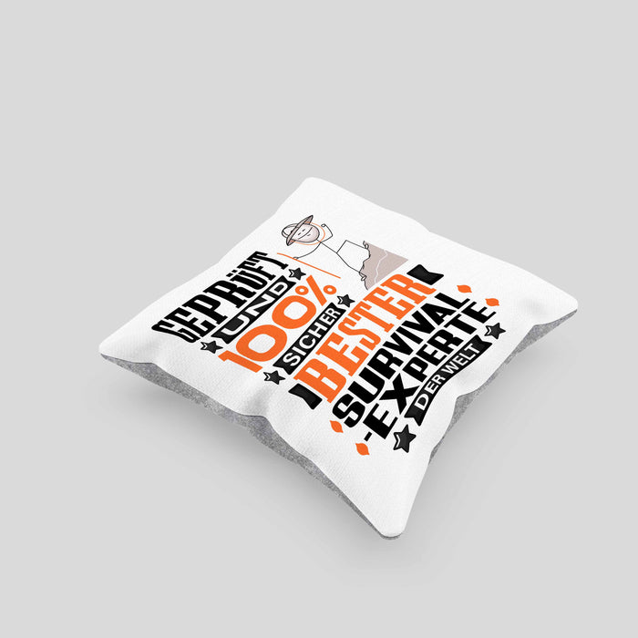 Survival-Experte Geschenk Lustiger Spruch für Survival-Experte Geschenkidee Bester Survival-Experte Der WeltKissen mit Füllung 40x40 (Grau) Grau Trendation