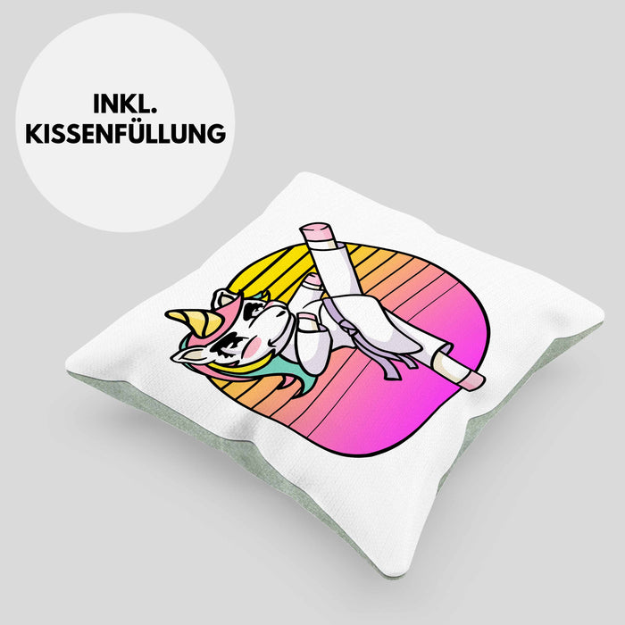 Karate-Kissen mit Füllung 40x40 Geschenk Kampfsport-Fans Jiu Jitsu Geschenkidee Einhorn Lustig Frauen (Grau) Grün Trendation