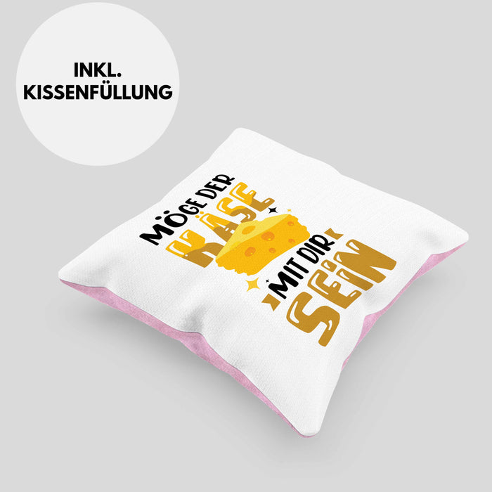 Käse-Liebhaber Geschenk Kissen mit Füllung 40x40 Möge Der Käse Mir Dir Sein (Grau) Rosa Trendation