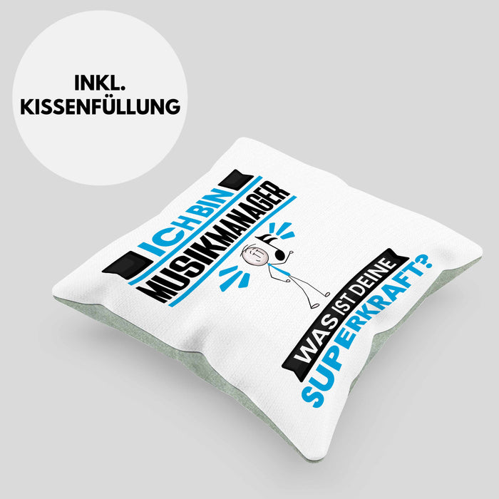 Musikmanager Kissen mit Füllung 40x40 Geschenk für Musikmanager Geburtstag Lustiger Spruch Was Ist Deine Superkraft (Grau) Grün Trendation