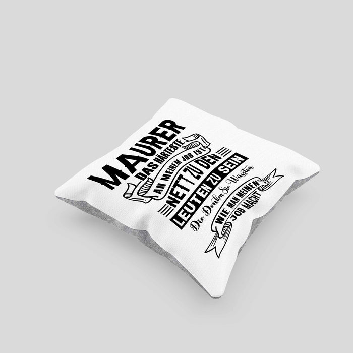 Lustige Kissen mit Füllung 40x40 für Maurer Geschenk Spruch Geschenkidee Maurer Beruf (Grau) Grau Trendation