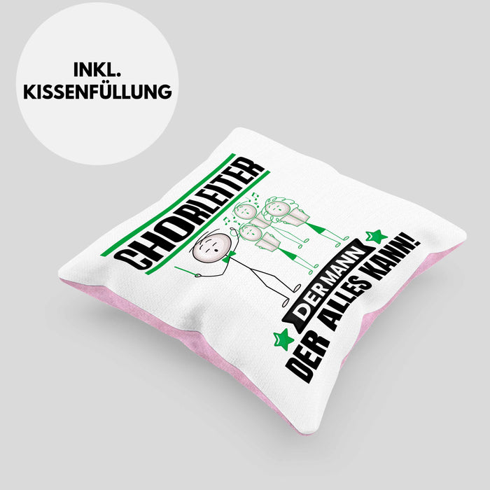 Chorleiter Kissen mit Füllung 40x40 Geschenk für Chorleiter Der Mann Der Alles Kann Geschenkidee zum Geburtstag (Grau) Rosa Trendation