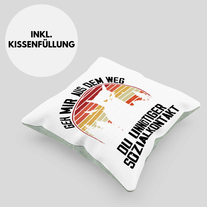 Lustige Kissen mit Füllung 40x40 Geschenk Geh Mir Aus Dem Weg DU Unnötiger Sozialkontakt Geschenkidee Frauen Sarkasmus Humor (Grau) Grün Trendation