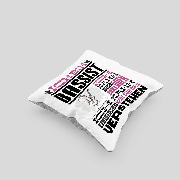 Bassist Geschenk Kaffee-Kissen mit Füllung 40x40 Geschenkidee für Bassist Ich Bin Bassist Ich Kann Es Dir Erklären Jedoch Nicht Für Dich Verstehen Spruch Lustig (Grau) Grau Trendation