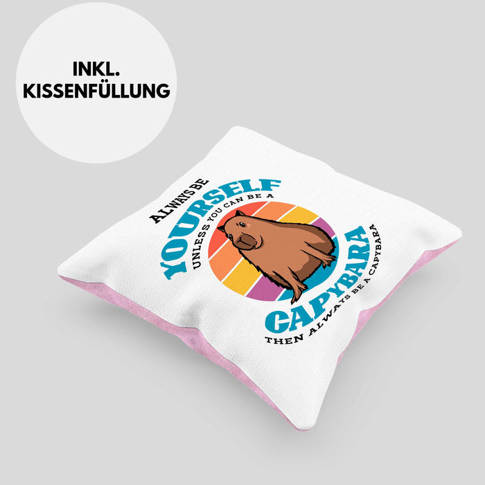 Kissen mit Füllung 40x40 Capybara-Spruch Geschenk für Capybara Liebhaber Geschenkidee (Grau) Rosa Trendation