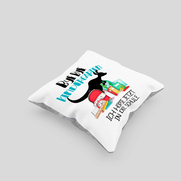 Schulkind 2024 Einschulung Mädchen Junge Geschenk Schultüte Kissen mit Füllung 40x40 Schulstart 1. Schultag Schuleinführung Schulanfang Geschenkidee (Grau) Grau Trendation