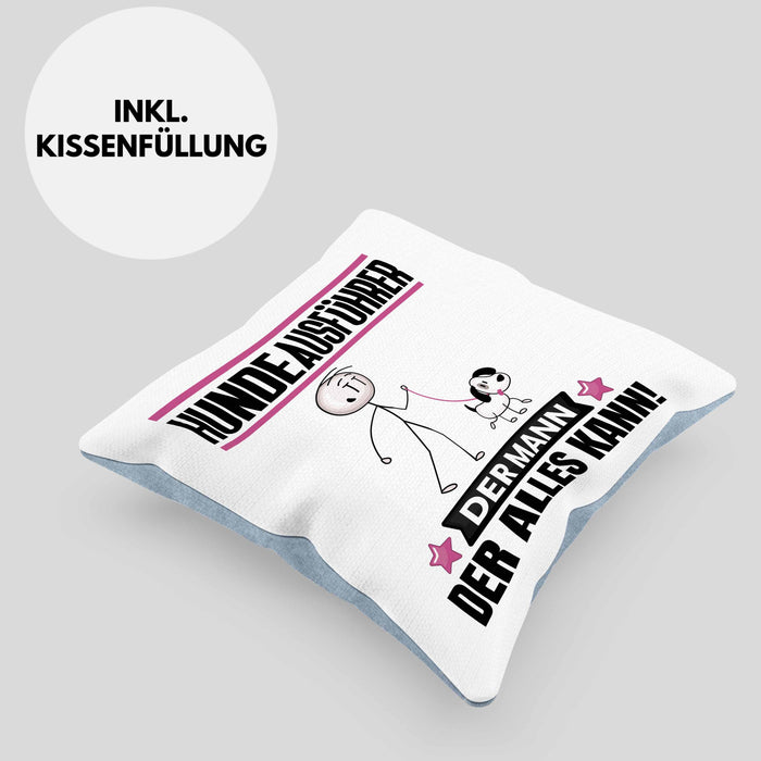 Hundeausführer Kissen mit Füllung 40x40 Geschenk für Hundeausführer Der Mann Der Alles Kann Geschenkidee zum Geburtstag (Grau) Blau Trendation