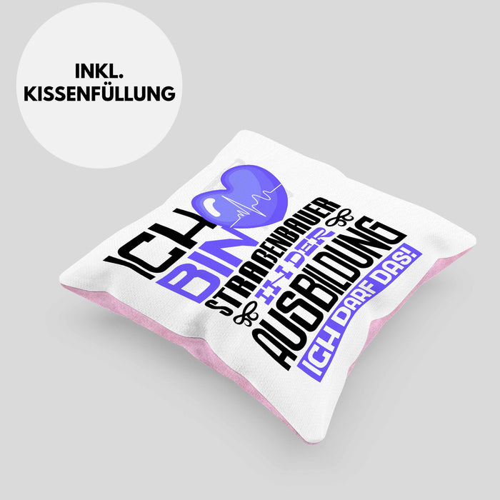 Straßenbauer Ausbildung Kissen mit Füllung 40x40 Geschenk Ich Bin Straßenbauer In Der Ausbildung Ich Darf Das Geschenkidee Spruch (Grau) Rosa Trendation