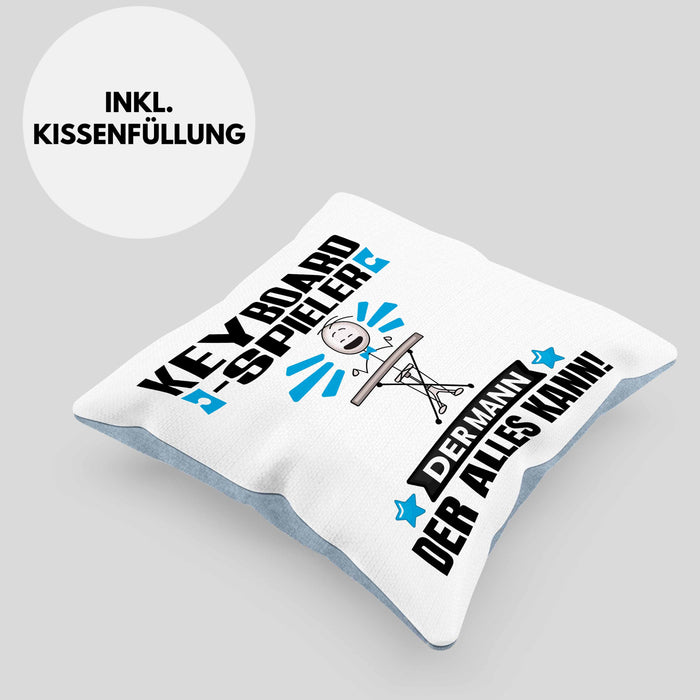 Keyboard-Spieler Kissen mit Füllung 40x40 Geschenk für Keyboard-Spieler Der Mann Der Alles Kann Geschenkidee zum Geburtstag (Grau) Blau Trendation