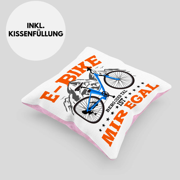 Lustige Kissen mit Füllung 40x40 E-Bike Fans Geschenk E-Bike Sprüche Geschenkidee (Grau) Rosa Trendation