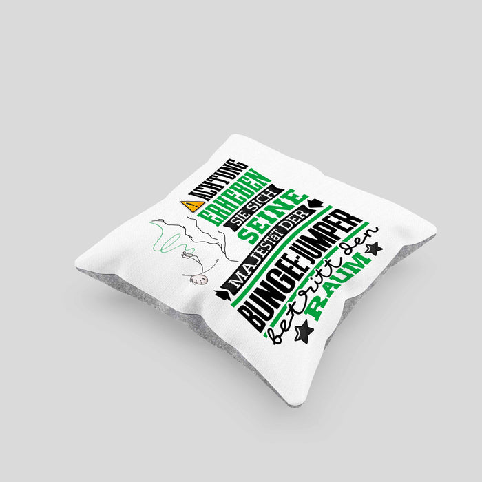 Bungee-Jumper Geschenk Kissen mit Füllung 40x40 Lustiger Spruch Erheben Sie Sich Der Bungee-Jumper Betritt den Raum (Grau) Grau Trendation