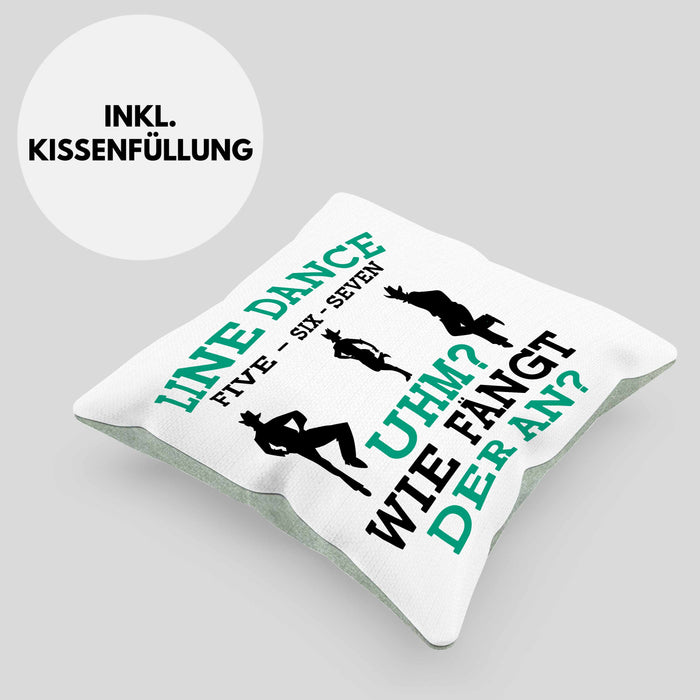 Lustige Line Dance Kissen mit Füllung 40x40 - Tolles Geschenk für Line Dance Enthusiasten (Grau) Grün Trendation