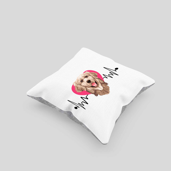 Golden Retriever Besitzer Kissen mit Füllung 40x40 Geschenk Lustiger Spruch Geschenkidee Herzschlag Golden Retriever (Grau) Grau Trendation