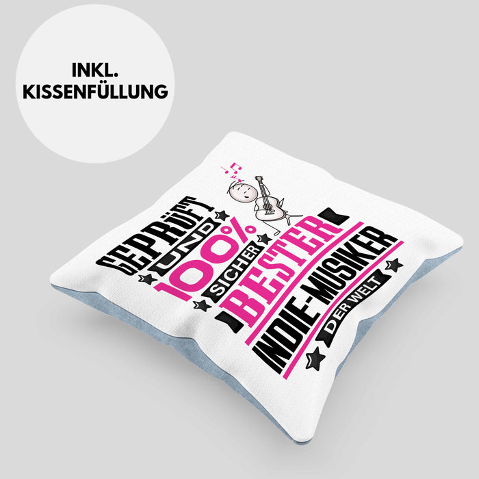 Indie-Musiker Geschenk Lustiger Spruch für Indie-Musiker Geschenkidee Bester Indie-Musiker Der WeltKissen mit Füllung 40x40 (Grau) Blau Trendation