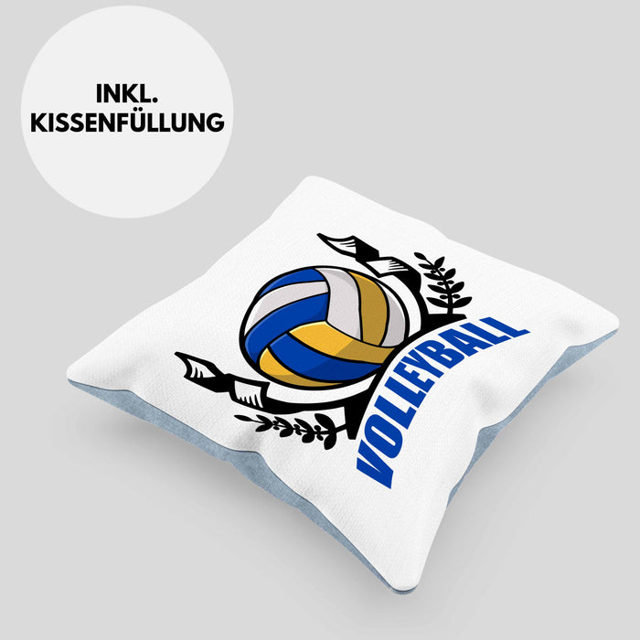 Volleyball-Kissen mit Füllung 40x40 Geschenk für Volleyball-Spieler Geschenkidee (Grau) Blau Trendation