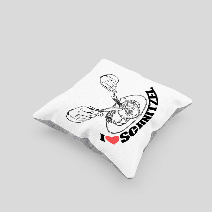 Schnitzel-Kissen mit Füllung 40x40 Geschenk für Schnitzel-Liebhaber (Grau) Grau Trendation