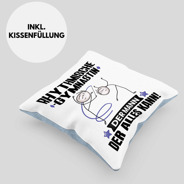 RhythmischeGymnastin Kissen mit Füllung 40x40 Geschenk für RhythmischeGymnastin Der Mann Der Alles Kann Geschenkidee zum Geburtstag (Grau) Blau Trendation