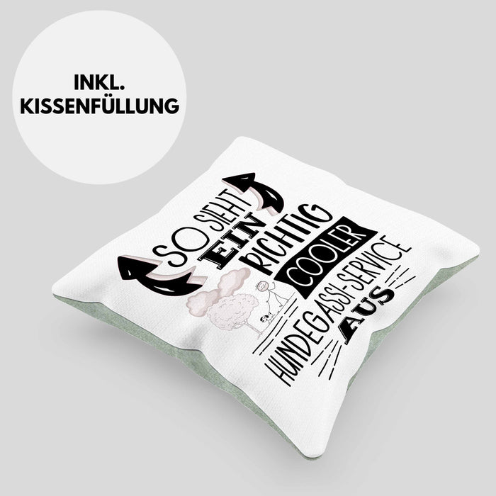 Hundegassi-Service Kissen mit Füllung 40x40 So Sieht Ein Richtig Cooler Hundegassi-Service Aus Geschenk Lustiger Spruch Geschenkidee (Grau) Grün Trendation