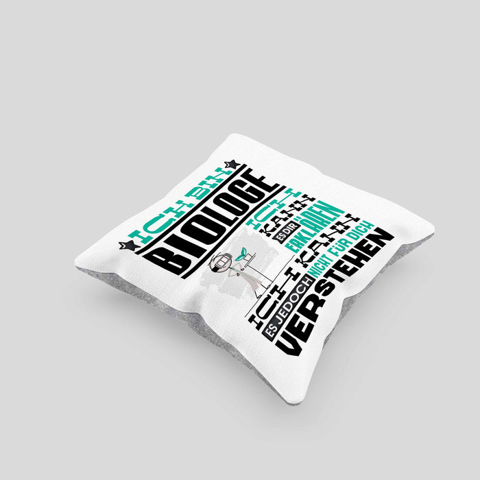 Biologe Geschenk Kaffee-Kissen mit Füllung 40x40 Geschenkidee für Biologe Ich Bin Biologe Ich Kann Es Dir Erklären Jedoch Nicht Für Dich Verstehen Spruch Lustig (Grau) Grau Trendation