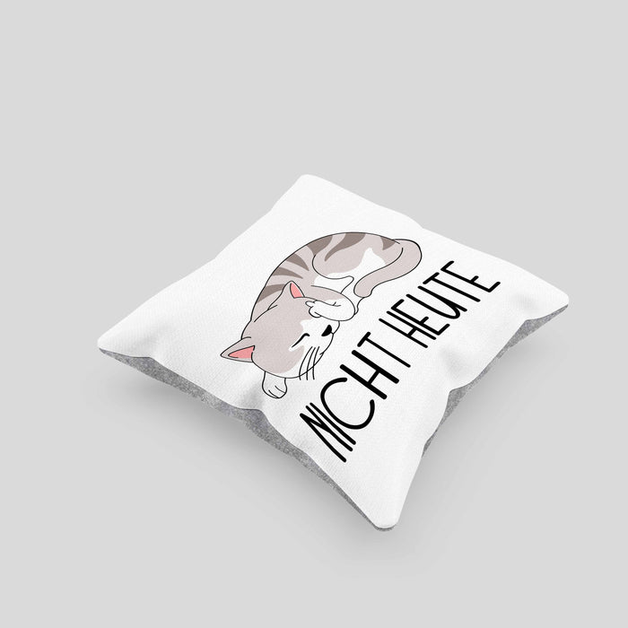 Katze Mittelfinger Kissen mit Füllung 40x40 Geschenk Muffel Nicht Heute Kollegin Frauen (Grau) Grau Trendation