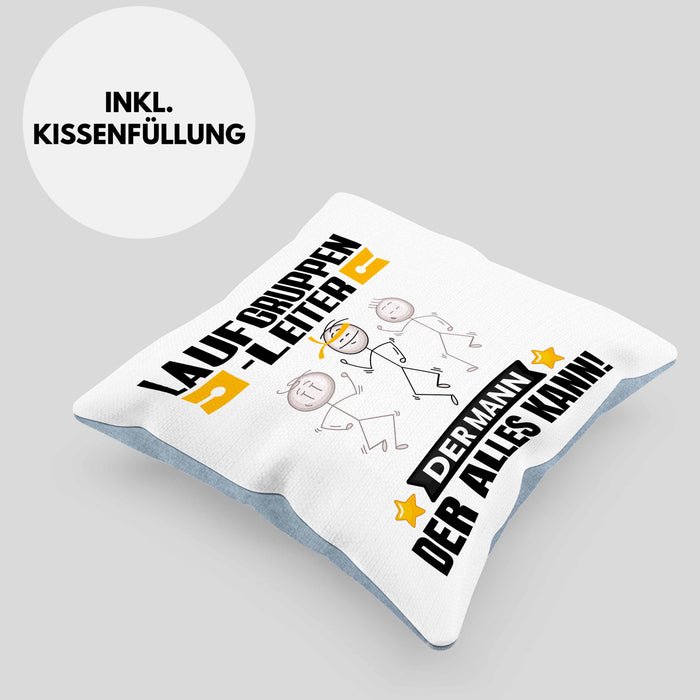 Laufgruppenleiter Kissen mit Füllung 40x40 Geschenk für Laufgruppenleiter Der Mann Der Alles Kann Geschenkidee zum Geburtstag (Grau) Blau Trendation