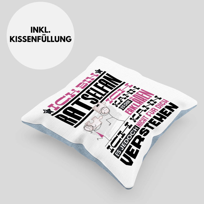 Rätselfan Geschenk Kaffee-Kissen mit Füllung 40x40 Geschenkidee für Rätselfan Ich Bin Rätselfan Ich Kann Es Dir Erklären Jedoch Nicht Für Dich Verstehen Spruch Lustig (Grau) Blau Trendation