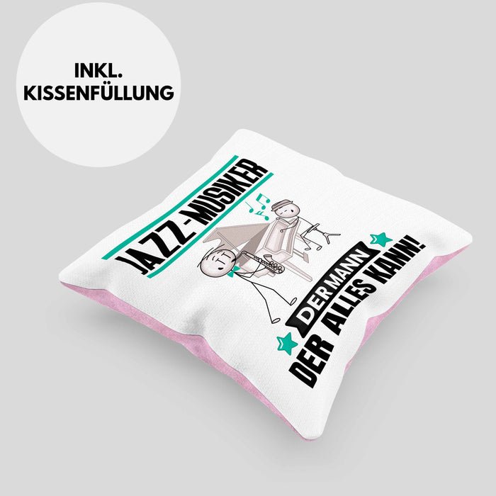 Jazz-Musiker Kissen mit Füllung 40x40 Geschenk für Jazz-Musiker Der Mann Der Alles Kann Geschenkidee zum Geburtstag (Grau) Rosa Trendation