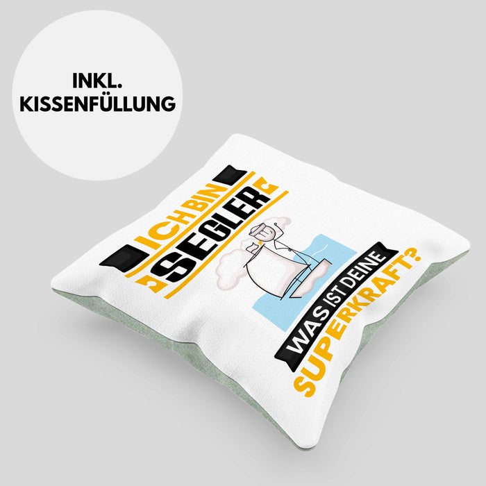 Segler Kissen mit Füllung 40x40 Geschenk für Segler Geburtstag Lustiger Spruch Was Ist Deine Superkraft (Grau) Grün Trendation