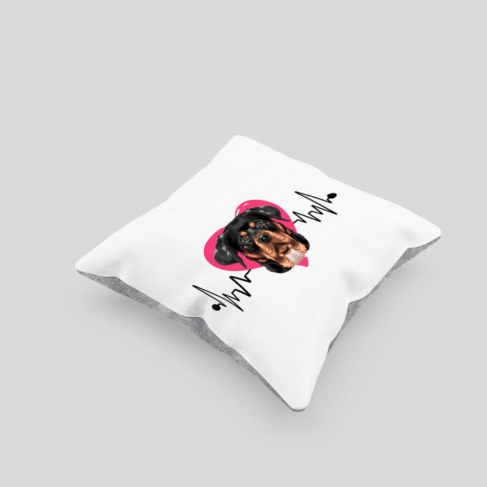 Rottweiler Besitzer Kissen mit Füllung 40x40 Geschenk Lustiger Spruch Geschenkidee Herzschlag Rottweiler (Grau) Grau Trendation