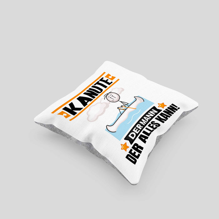 Kanute Kissen mit Füllung 40x40 Geschenk für Kanute Der Mann Der Alles Kann Geschenkidee zum Geburtstag (Grau) Grau Trendation