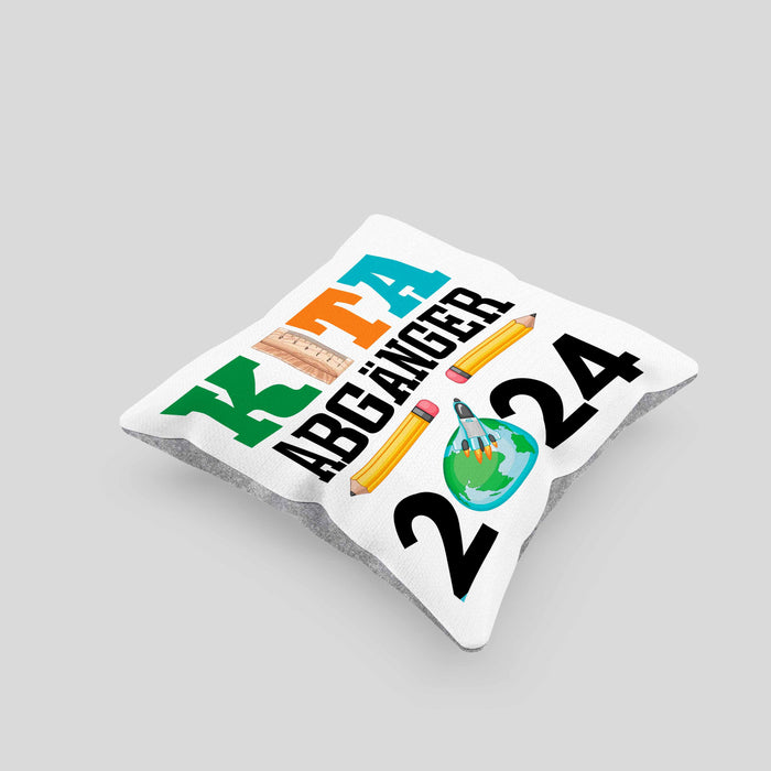 Einschulung Junge Mädchen Geschenk Schultüte Füllung Kissen mit Füllung 40x40 Schulstart 1. Schultag Schuleinführung Schulanfang Geschenkidee 2024 Schulkind (Grau) Grau Trendation