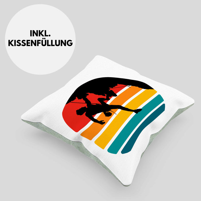 Bouldern Kissen mit Füllung 40x40 Klettern Grafik Geschenk für Kletterfans Boulderer (Grau) Grün Trendation