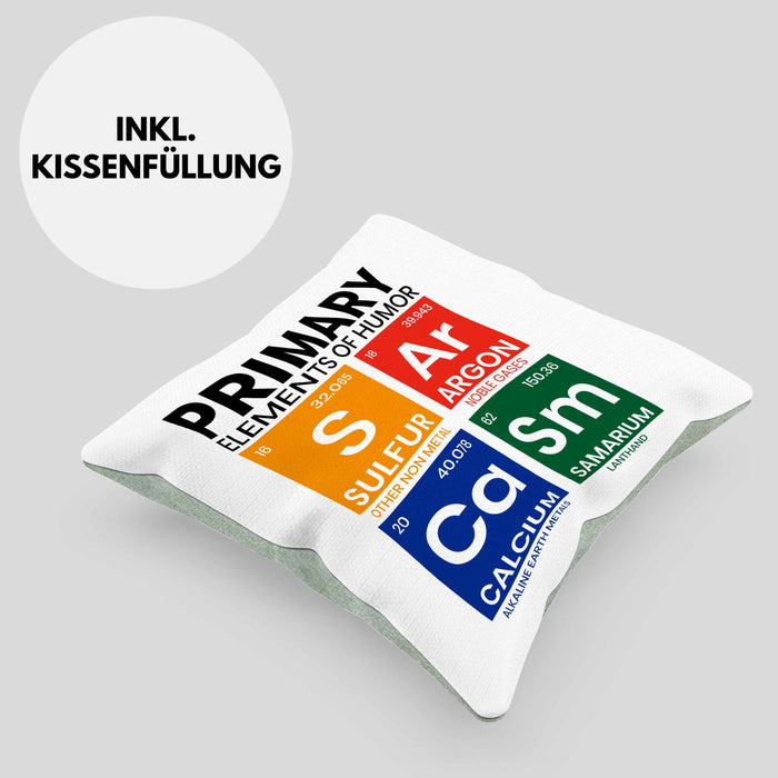 Primary Elemts Of Humor S Ar Ca Sm Chemiker Geschenkidee Sarkasmus Chemie Student GeschenkKissen mit Füllung 40x40 (Grau) Grün Trendation