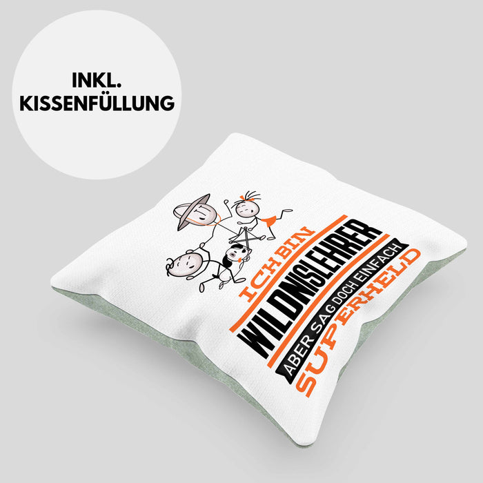 Wildnislehrer Geschenk Kissen mit Füllung 40x40 Ich Bin Wildnislehrer Aber Sag Doch Einfach Superheld Lustige Geschenkdiee für Wildnislehrer (Grau) Grün Trendation