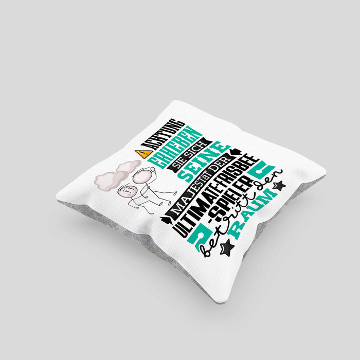Ultimate-Frisbee-Spieler Geschenk Kissen mit Füllung 40x40 Lustiger Spruch Erheben Sie Sich Der Ultimate-Frisbee-Spieler Betritt den Raum (Grau) Grau Trendation